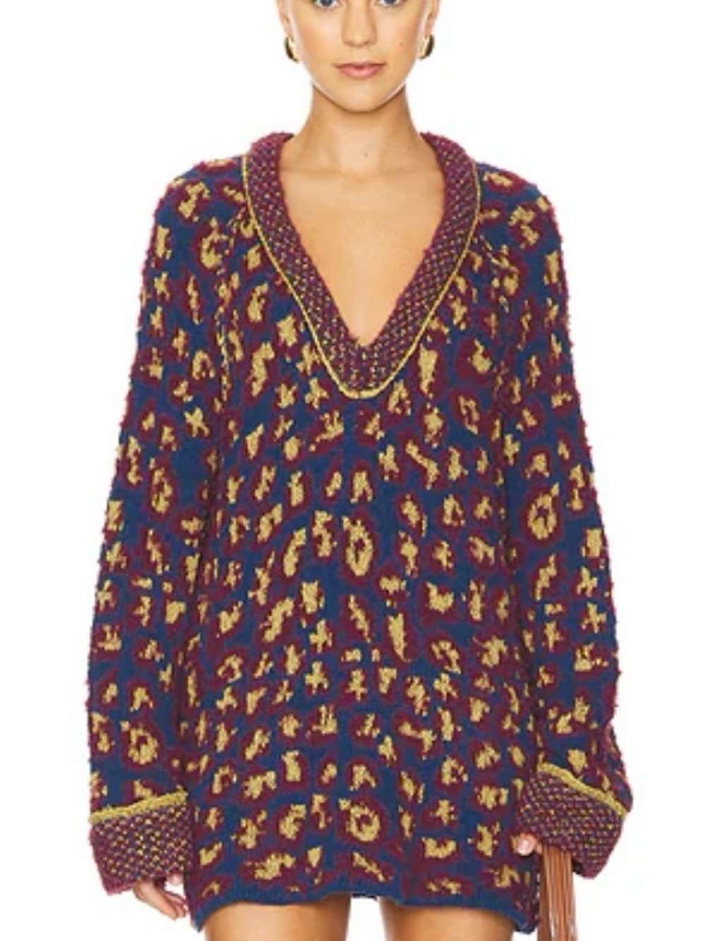 Free People “Little Animal” Pullover Sweater | L | Blue Combo